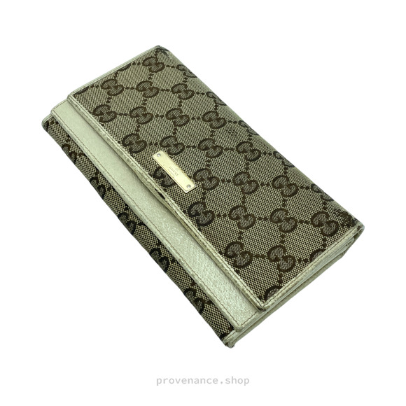 🔴 Gucci GG Canvas Long Wallet - White - Picture 4 of 11